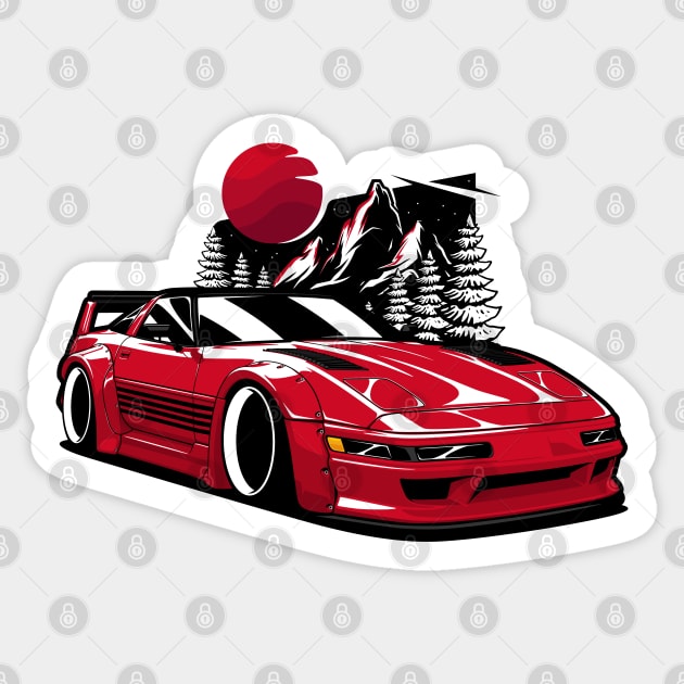 Red Corvette C4 Mountains Sticker by KaroCars